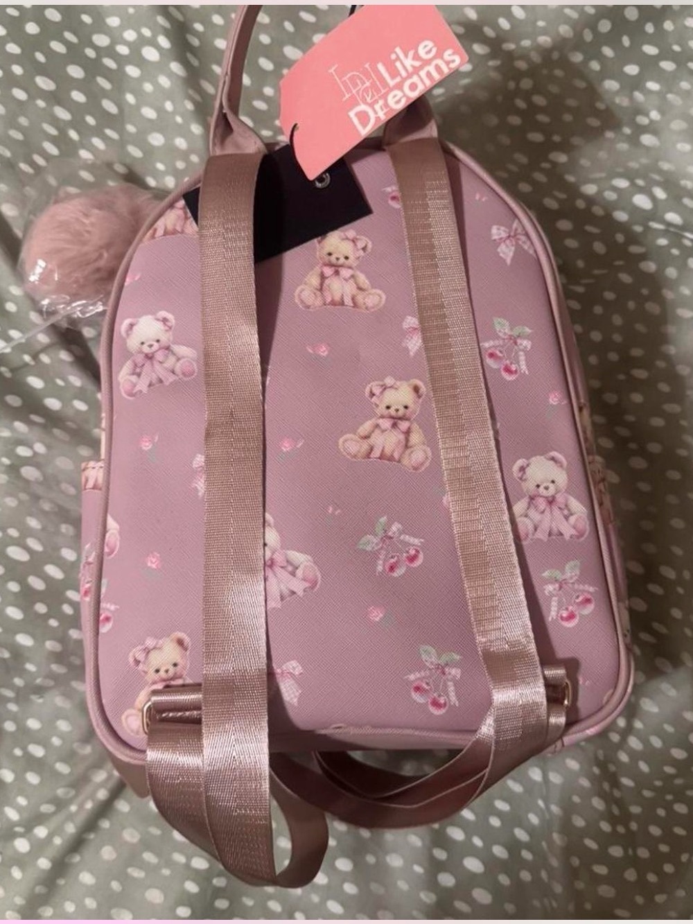 Pink Teddy Print Mini Backpack - Picture 4 of 4